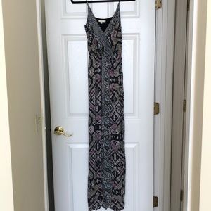 Printed maxi dress with front slit